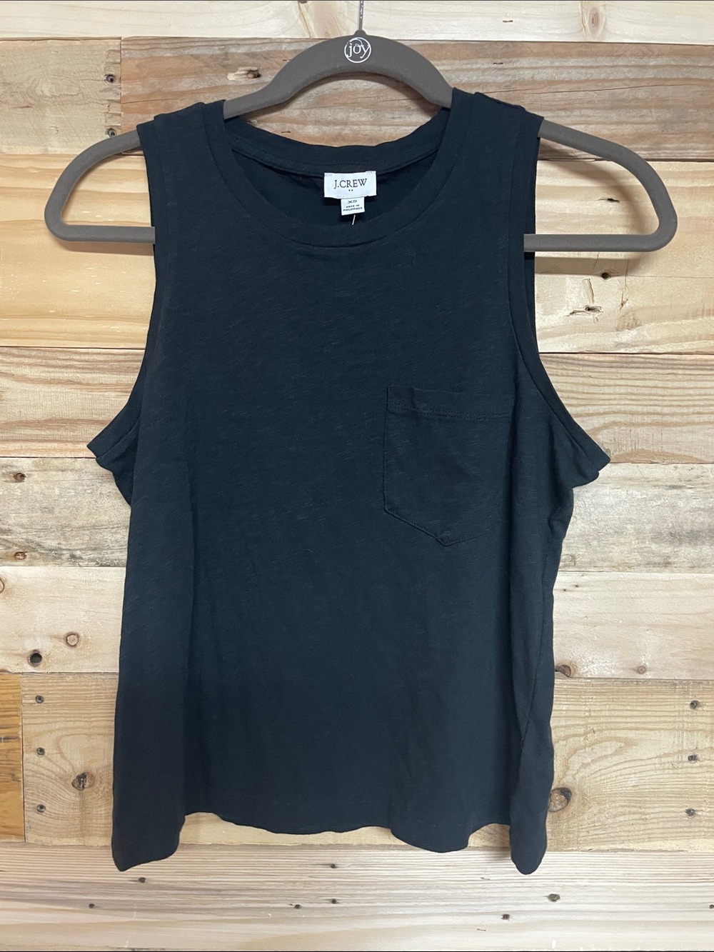 J. Crew Size XS Black Sleeveless Crop 100% Cotton Top With Cute Little Pocket